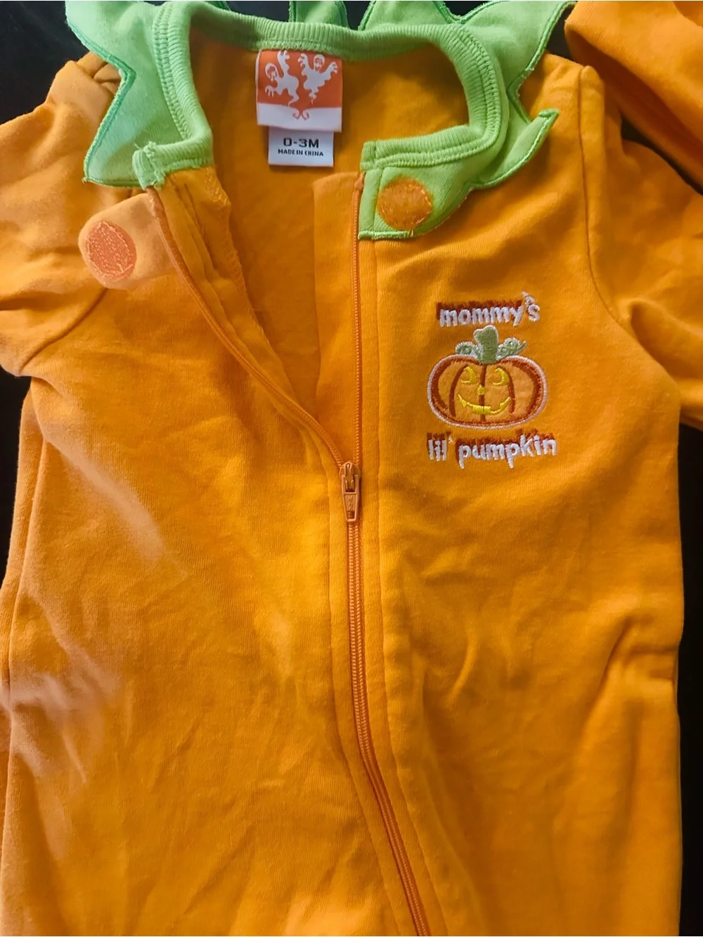 Baby Pumpkin One-Piece Outfit with Hat 0-3 months